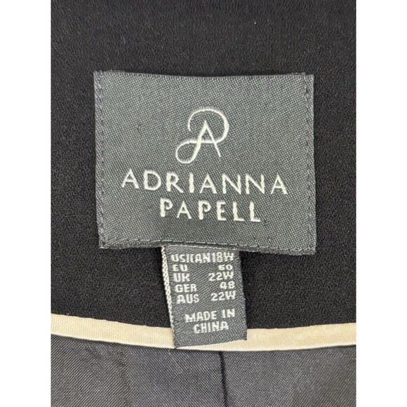 ADRIANNA PAPELL Black Single Button Ruched Sleeve Blazer 18W Zip Pocket Classic - Picture 3 of 12